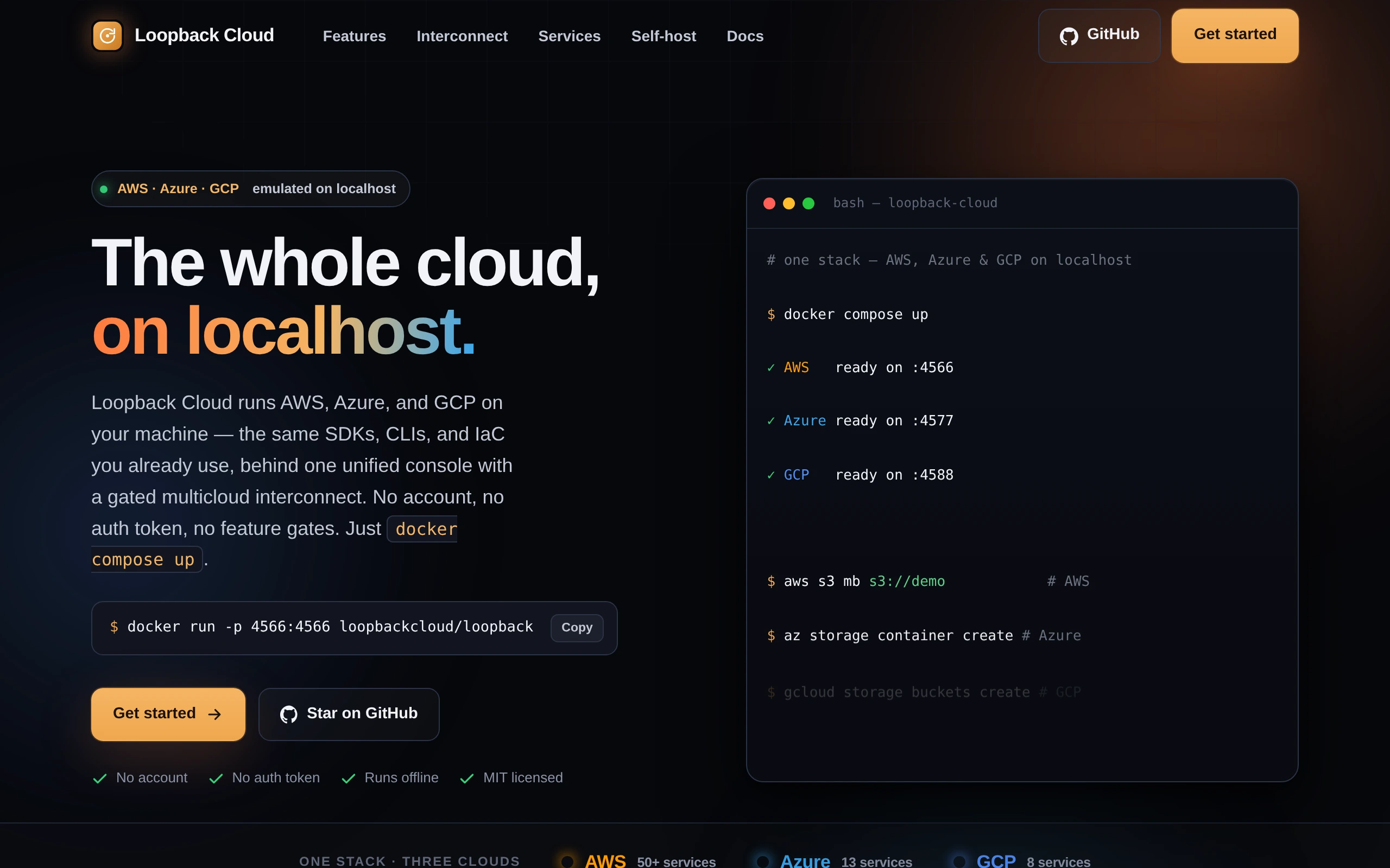 Screenshot of the LoopbackCloud page